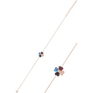 Söğütlü Silver Gümüş Rose Zirkon Taşlı Yonca Bileklik