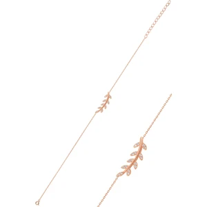 Söğütlü Silver Gümüş Rose Zirkon Taşlı Yaprak Bileklik