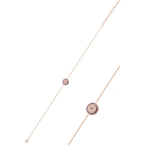 Söğütlü Silver Gümüş Rose Zirkon Taşlı Nazar Modeli Bileklik