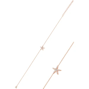 Söğütlü Silver Gümüş Rose Zirkon Taşlı Deniz Yıldızı Bileklik