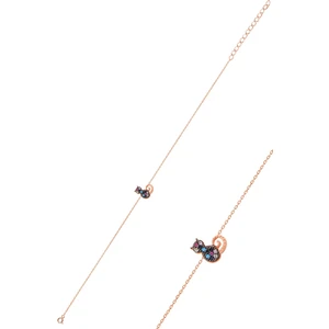 Söğütlü Silver Gümüş Rose Renkli Taşlı Kedi Bileklik