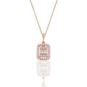 Söğütlü Silver Gümüş Rose Baget Taşlı Kolye