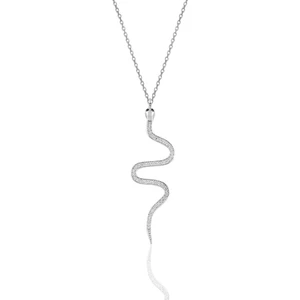 Söğütlü Silver Gümüş Rodyumlu Yılan Kolye