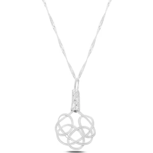 Söğütlü Silver Gümüş Beyaz Kazaziye Aşk Düğümü Kolye