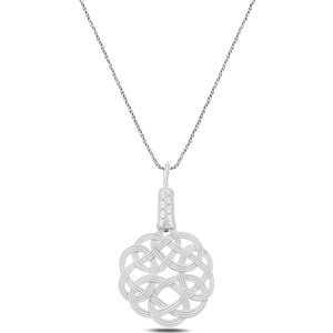 Söğütlü Silver Gümüş Beyaz Kazaziye Aşk Düğümü Kolye