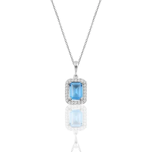 Söğütlü Silver Gümüş Akuamarin Baget Taşlı Kolye