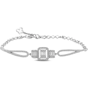 Söğütlü Silver Gümüş Rodyumlu Baget Taşlı Bilezik