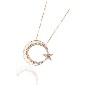 Söğütlü Silver Ayyıldız Modeli Rose Gümüş Kolye