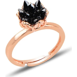 Söğütlü Silver Gümüş Lotus Çiçeği Modeli Onix Taşlı Ayarlamalı Yüzük