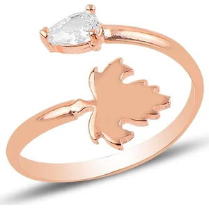 Söğütlü Silver Gümüş Ayarlamalı Yaprak ve Damla Taşlı Yüzük