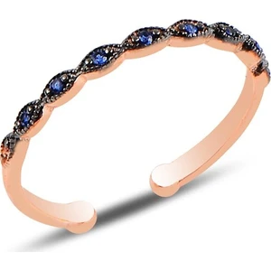 Söğütlü Silver Gümüş Ayarlamalı Rose Safir Taşlı Ince Yüzük