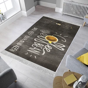 Dekoratif Özel Tasarım Pamuklu Dokuma Taban Yumuşak Dokulu Halı Siyah 80 x 120 cm