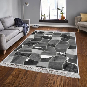 Dekoratif Özel Tasarım Pamuklu Dokuma Taban Yumuşak Dokulu Halı Gri 80 x 120 cm