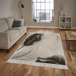 Dekoratif Özel Tasarım Pamuklu Dokuma Taban Yumuşak Dokulu Halı Krem 80 x 120 cm