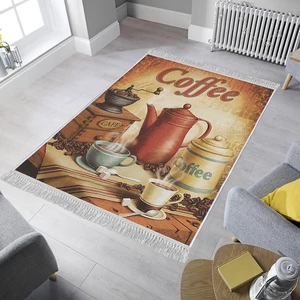Dekoratif Özel Tasarım Pamuklu Dokuma Taban Yumuşak Dokulu Halı Krem - Bej - Kahverengi 80 x 120 cm