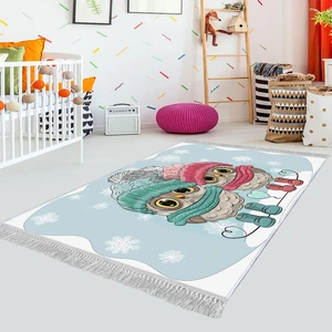 Dekoratif Özel Tasarım Pamuklu Dokuma Taban Yumuşak Dokulu Antibakteriyel Çocuk Halısı Bej - Pembe - Krem 80 x 120 cm