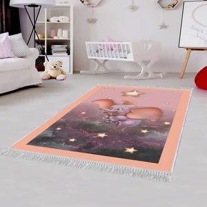 Dekoratif Özel Tasarım Pamuklu Dokuma Taban Yumuşak Dokulu Modern Çocuk Halısı Lila 80 x 120 cm