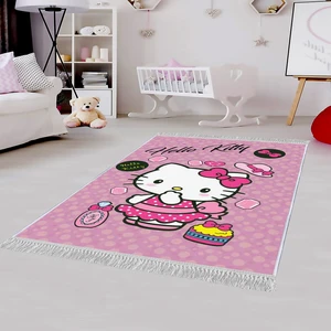 Dekoratif Özel Tasarım Pamuklu Dokuma Taban Yumuşak Dokulu Modern Çocuk Halısı Pembe 80 x 120 cm