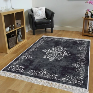 Dekoratif Özel Tasarım Pamuklu Dokuma Taban Yumuşak Dokulu Halı Lacivert 80 x 120 cm