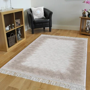 Dekoratif Özel Tasarım Pamuklu Dokuma Taban Yumuşak Dokulu Halı Krem - Bej 80 x 120 cm