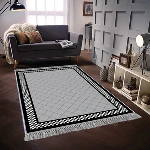Dekoratif Özel Tasarım Pamuklu Dokuma Taban Yumuşak Dokulu Halı Gri 100 x 150 cm