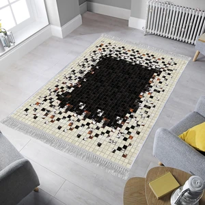 Dekoratif Özel Tasarım Şönil Dokuma Taban Yumuşak Dokulu Halı Renkli 80 x 120 cm