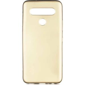 Tekno Grup LG K61 Kılıf Mat Premium Silikon Kılıf Gold + Cam Ekran Koruyucu