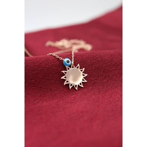 Silver & Silver Gümüş Rose Nazar Boncuklu Güneş Kolye