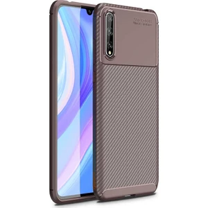 Tekno Grup Huawei P Smart S (Y8P) Kılıf Karbon Desenli Lux Negro Silikon Kahverengi