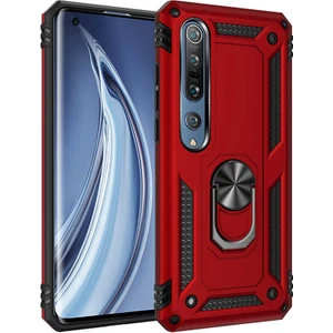 Tekno Grup Xiaomi Mi Note 10 Lite Kılıf Çift Katmanlı Yüzüklü Manyetik Vega Kapak Kırmızı