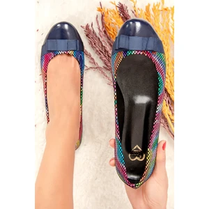 Fox Shoes Lacivert/Renkli Kadın Babet 9726019507