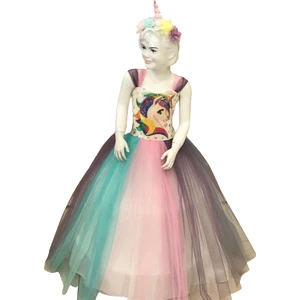 Sedacan Kostüm Ünicorn Resimli- Kasnaklı Gelinlik -Kostüm