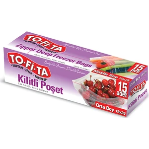 To-Fi-Ta Orta Boy Kilitli Poşet 15'li 19X25 cm