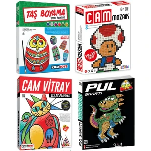 Pul Sanatı + Taş Boyama + Cam Vitray + Cam Mozaik Sanatı 4'lü