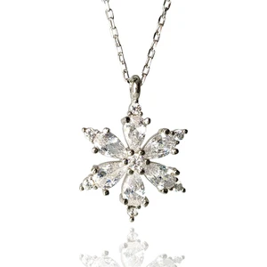 Osmanlı Gümüş Damla Taşlı Çiçek Figürlü Kadın Gümüş Kolye