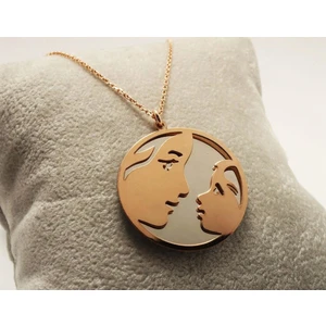 Osmanlı Gümüş Anneler Günü Özel Anne Çocuk Kolyesi Büyük Boy 925 Ayar Gümüş