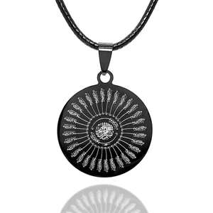 Osmanlı Gümüş 35 Besmele Kadın Erkek Çelik Deri Kolye