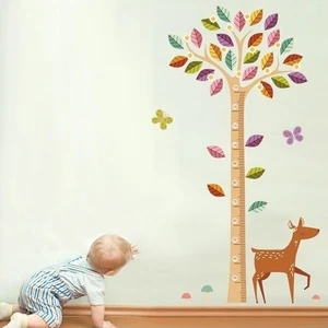 Kt Decoration Ağaç ve Yavru Ceylan Bebek ve Çocuk Odası Boy Ölçer Ağaç ve Yavru Ceylan