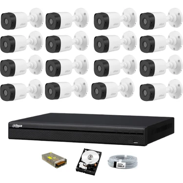 Dahua 16 Kameralı Güvenlik Sistemi Dış-Mekan-Hdd-Jack-Bnc-Konnektör Proje