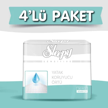 Sleepy Yatak Koruyucu Örtü 60x90 cm Sıvı Geçirmez 30'lu 4'lü Ekonomik Paket Toplam 120