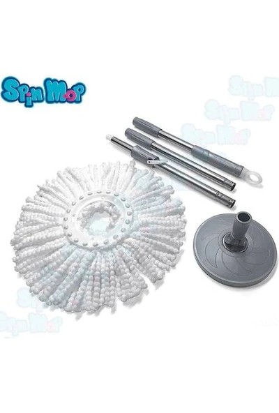 Spin Mop Ayarlanabilen Döner Başlıklı Sap Takımı + Mop