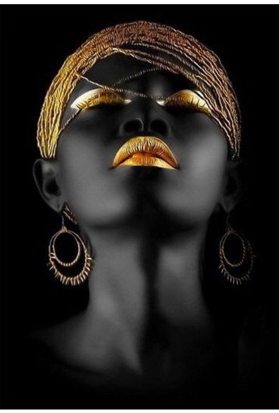 Hobimania Kanvas Tablo 3'lü Set Afrikalı Kadın Yaylera Dekoratif Moda Duvar