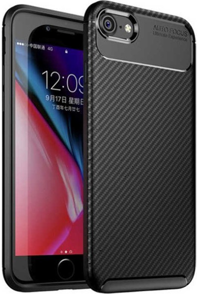 Fibaks Apple iPhone 7 Kılıf Rugged Armor Negro Karbon Silikon Siyah