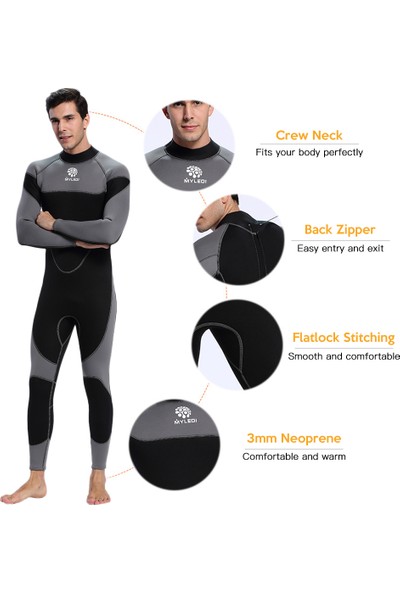 Myledi Erkekler 3 mm Neopren Wetsuit Sörf Yüzme Dalış Takım