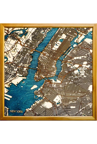 Zmap Design New York Ahşap Şehir Haritası