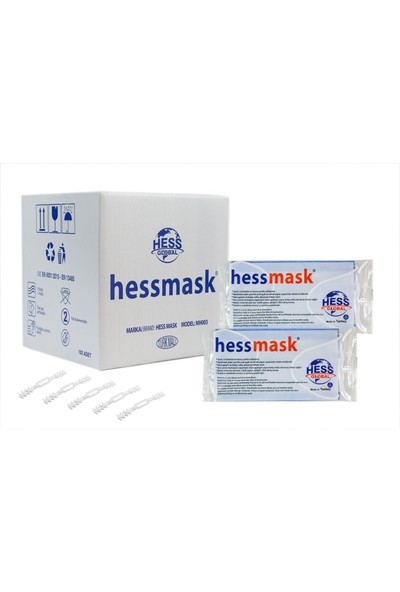 Hessmask 3 Katlı Steril Full Ultrasonik Tek Tek Paketlenmiş Telli Cerrahi Maske 100 Adet