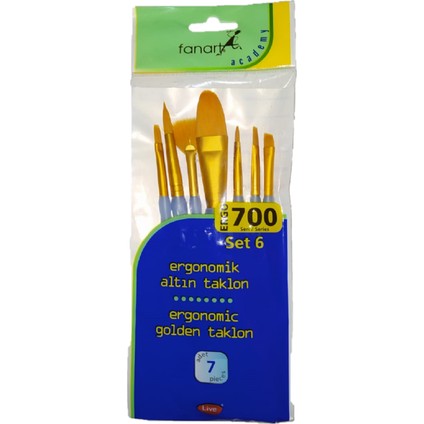 Ergonomik Altın Taklon Fırça Seti 700 Serisi 7 Parça Sanatsal Malzemeler