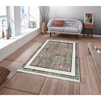 Dokuma Taban Yeni Model Dekoratif Saçaklı Halı 80 x 140 cm MS-0028
