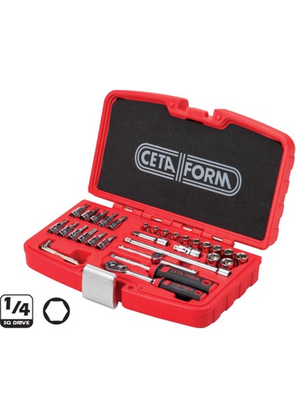 C00-35PH2 35 Parça 1/4” 6 Köşe Lokma Takımı -Plastik K.
