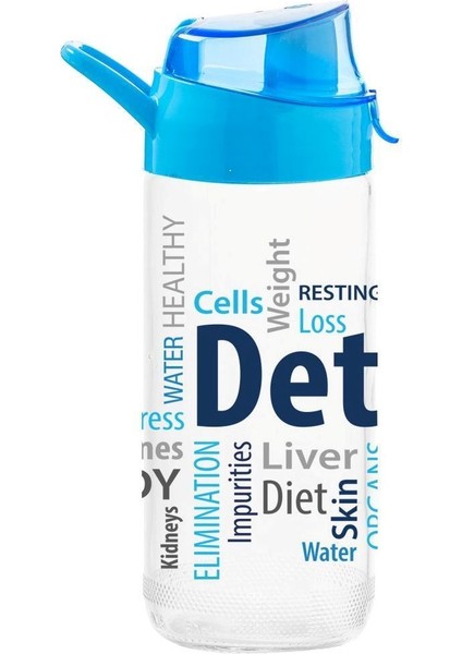 Detox Desenli Mavi Cam Matara 500 ml